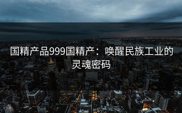 国精产品999国精产：唤醒民族工业的灵魂密码