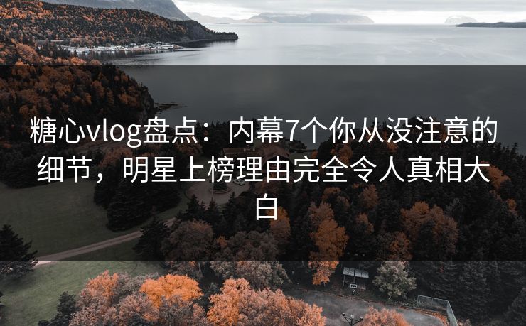 糖心vlog盘点：内幕7个你从没注意的细节，明星上榜理由完全令人真相大白
