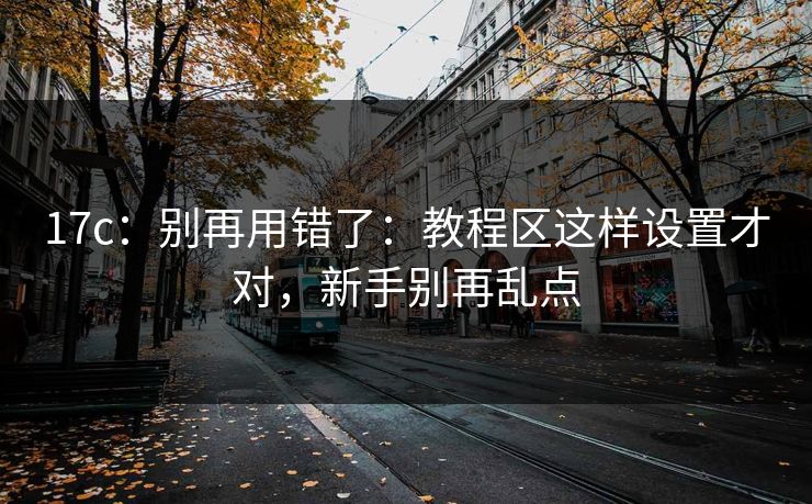 17c：别再用错了：教程区这样设置才对，新手别再乱点