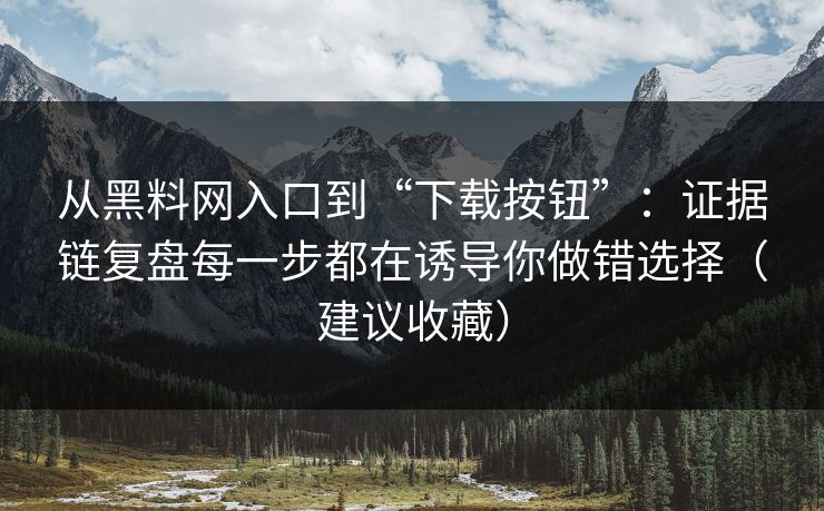从黑料网入口到“下载按钮”：证据链复盘每一步都在诱导你做错选择（建议收藏）